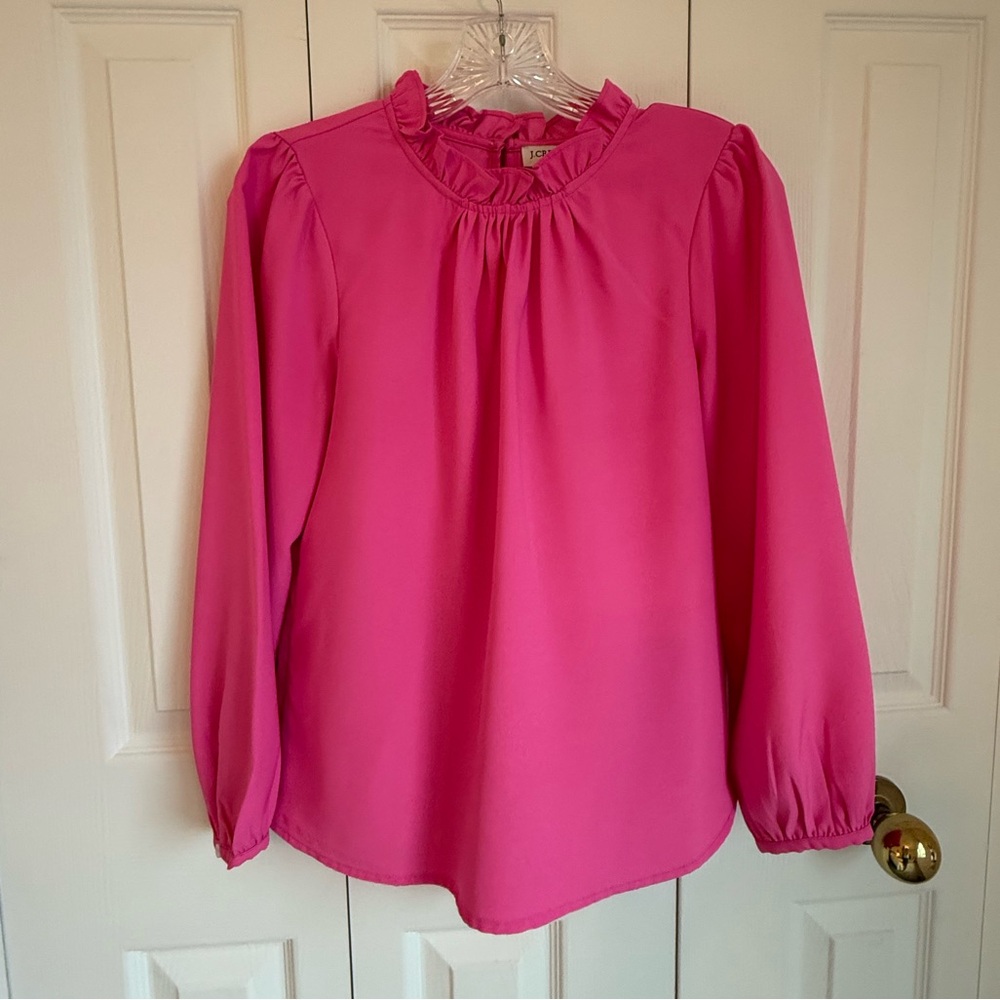 J. Crew Fuchsia Ruffle Blouse
